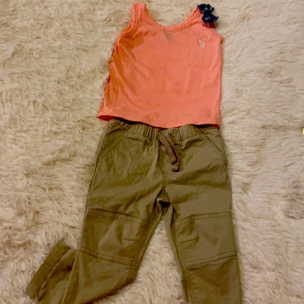 Polo sleeveless top with Cat & Jack khaki pant 2T